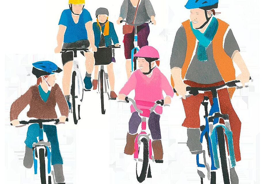 Radfahren Gruppe Illustration Radfahren Gruppe Illustration
